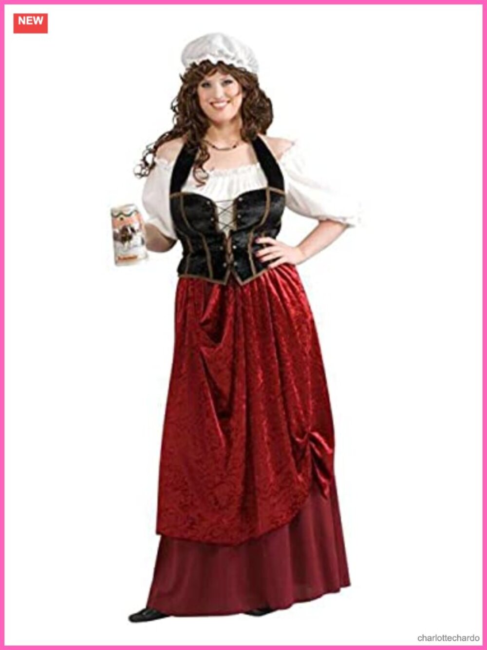 Women's Tavern Wench Plus Size Halloween Costume Set with Corset
